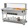 VEVOR 5-Pan Commercial Food Warmer, 5 x 20.6QT Electric Steam Table, 3750W Professional Buffet Catering Food Warmer with 4 Wheels (2 Lockable), Food Grade Stainless Steel Server for Party Restaurant(4 Pot with Guard)