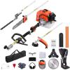 VEVOR 5-in-1 26cc 2 Cycle Gas Powered Dual Sided Hedge Trimmer, Weed Eater, String Trimmer, Edger, Pole Saw Chainsaw Pruner with EPA, CE and EMC Certification(63cc 5-in-1 Gas Hedge Trimmer  Weed Eater  String Trimmer  3T&40T Brush Cutter  Pole Saw Chainsaw Pruner)