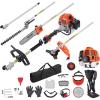 VEVOR 5-in-1 26cc 2 Cycle Gas Powered Dual Sided Hedge Trimmer, Weed Eater, String Trimmer, Edger, Pole Saw Chainsaw Pruner with EPA, CE and EMC Certification(43cc 6-in-1 Gas Hedge Trimmer)