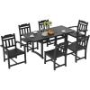 VEVOR 7 Pieces Patio Dining Set, Outdoor Rectangle Furniture Table and Chairs Set, All Weather Garden Furniture Table Sets, HIPS Patio Conversation Set, for Lawn, Deck, Backyard, Poolside(Black-7 Piece)