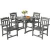 VEVOR 7 Pieces Patio Dining Set, Outdoor Rectangle Furniture Table and Chairs Set, All Weather Garden Furniture Table Sets, HIPS Patio Conversation Set, for Lawn, Deck, Backyard, Poolside(Black-5 Piece)