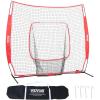 VEVOR 7x7ft Baseball Softball Practice Net, Portable Baseball Training Net for Hitting Batting Catching Pitching, Backstop Baseball Equipment Training Net(7x7FT(No Strike Zone))