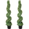 VEVOR Artificial Boxwood Topiary Tree, 60 inch Tall (2 Pieces), Spiral Faux Topiary Trees, Faux Plant w/Extra Leaves & Pot & Small Decoration, UV Rated Greenery Set for Home Decor Indoor/Outdoor(4ft)