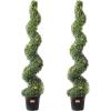 VEVOR Artificial Boxwood Topiary Tree, 60 inch Tall (2 Pieces), Spiral Faux Topiary Trees, Faux Plant w/Extra Leaves & Pot & Small Decoration, UV Rated Greenery Set for Home Decor Indoor/Outdoor(5ft)