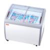 VEVOR Commercial Ice Cream Display Case, 9.3 Cu.ft Chest Freezer, Mobile Glass Top Deep Freezer, Restaurant Gelato Dipping Cabinet with 3 Wire Baskets, 2 Sliding Glass Doors, Locking Casters, White