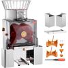 VEVOR Commercial Orange Juicer Machine, 120W Automatic Juice Extractor, Stainless Steel Orange Squeezer for 20 Oranges Per Minute, with Pull-Out Filter Box, PC Cover, 2 Peel Collecting Buckets(Silver)