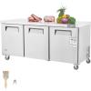 VEVOR Commercial Refrigerator, 48″ Worktop Undercounter Refrigerator, 12.85 Cu. Ft Thick Stainless Steel Refrigerated Food Prep Station, 2 Door Worktop Fridge with lock for Restaurant, Bar, Diner(72″W Worktop Refrigerator)