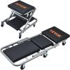 VEVOR Foldable Z Garage Creeper, 40 in, 450 lbs Load Capacity Rolling Folding Mechanic Creeper Stool, with 6 Universal Wheels Padded Seat Steel Frame, Lay Down or Sit Chair for Garage Shop or Home(Black)