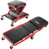 VEVOR Foldable Z Garage Creeper, 40 in, 450 lbs Load Capacity Rolling Folding Mechanic Creeper Stool, with 6 Universal Wheels Padded Seat Steel Frame, Lay Down or Sit Chair for Garage Shop or Home(Red)