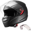 VEVOR Full Face Motorcycle Helmet DOT Approved, Dual Visor & Interchangeable Lens, Smart Street ABS Helmet Comfortable Motocross Helmet, Fit for Youth & Adults(helmet full face)