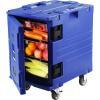 VEVOR Insulated Food Pan Carrier, 95 Qt Hot Box for Catering, LLDPE Food Box Carrier w/Double Buckles, Front Loading Food Warmer w/Handles, Stackable End Loader for Restaurant, Canteen, etc. Black(Blue)