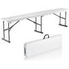 VEVOR Plastic Folding Bench, 6ft Portable Folding Bench, Smooth High Density Polyethylene Waterproof Outdoor Bench, Picnic Camping Table with Handle for Garden Soccer Playtime, White (1 Pack)(White)