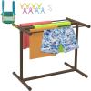 VEVOR Pool Towel Rack, 5 Bar, Brown, Freestanding Outdoor PVC T-Shape Poolside Storage Organizer, Include 8 Towel Clips, Mesh Bag, Hook, Also Stores Floats and Paddles, for Beach, Swimming Pool, Home(Brown)