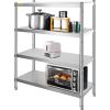 VEVOR Storage Shelf, 5-Tier Storage Shelving Unit, Stainless Steel Garage Shelf, Heavy Duty Storage Shelving, 1650 Lbs Total Capacity with Adjustable Height(4Tier 47×18.5×60″)