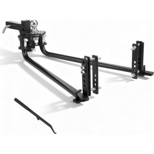 VEOVR Weight Distribution Hitch, 1,000 lbs Weight Distributing Hitches Kit with Sway Control for Trailer, 2-in Solid Steel Shank, 2-5/16 in Alloy Steel Ball, Powder Coated Load Leveling Hitch, Black(1200lbs)