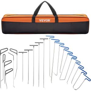 VEVOR 117 PCS Dent Removal Kit, Paintless Dent Repair Kit with Golden Lifter, Bridge Puller, Slide Hammer T-bar Dent Puller, Suction Cup Dent Puller for Auto Body Dents, Hail Damage, Door Ding(21 Pcs with 21 Rods)