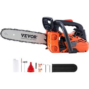 VEVOR 20inch 62CC Gas Powered Chainsaw, 3.8 HP 2 Stroke Engine Gas Power Chainsaws with Non-Slip Handle, Gas Chainsaws with Dual Fuel Tanks, For Wood Cutting, Tree Trimming, and Land Clearing(25.4CC 12inch)