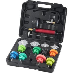 VEVOR 28 pcs Universal Radiator Pressure Tester Kit, Coolant Pressure Tester Kit with Manual Pump and Color-Coded Test Caps, Coolant Vacuum Refill kit for Cars Motorcycles Trucks Cooling System(14pcs)