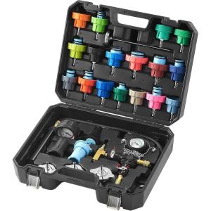 VEVOR 28 pcs Universal Radiator Pressure Tester Kit, Coolant Pressure Tester Kit with Manual Pump and Color-Coded Test Caps, Coolant Vacuum Refill kit for Cars Motorcycles Trucks Cooling System(28pcs)