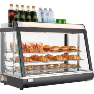 VEVOR 3-Tier Commercial Food Warmer Display, 800W Food Display Warmer with Light to Enhance Food Display, 86℉~185℉ Temperature Control, 90L Large Capacity for Hamburger, Pizza, Bread, Fried Chicken(3-Tier-111Qt)