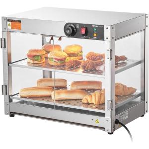 VEVOR 3-Tier Commercial Food Warmer Display, 800W Food Display Warmer with Light to Enhance Food Display, 86℉~185℉ Temperature Control, 90L Large Capacity for Hamburger, Pizza, Bread, Fried Chicken(2-Tier-Small)