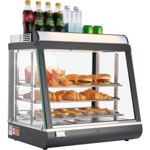 VEVOR 3-Tier Commercial Food Warmer Display, 800W Food Display Warmer with Light to Enhance Food Display, 86℉~185℉ Temperature Control, 90L Large Capacity for Hamburger, Pizza, Bread, Fried Chicken(3-Tier-79Qt)