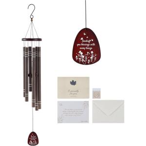 VEVOR 42″ Deep Tone Wind Chimes – Large 6-Tube Memorial Wind Chimes, Hand-Tuned Aluminum Tubes, Dark Brown Outdoor Decor for Patio, Porch, Garden, for Anniversaries & Sympathy(Dark Brown)