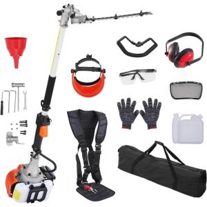 VEVOR 5-in-1 26cc 2 Cycle Gas Powered Dual Sided Hedge Trimmer, Weed Eater, String Trimmer, Edger, Pole Saw Chainsaw Pruner with EPA, CE and EMC Certification(26CC 2 Cycle Gas Powered Pole Hedge Trimmer)
