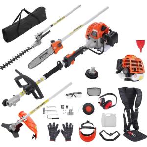 VEVOR 5-in-1 26cc 2 Cycle Gas Powered Dual Sided Hedge Trimmer, Weed Eater, String Trimmer, Edger, Pole Saw Chainsaw Pruner with EPA, CE and EMC Certification(26cc 5-in-1 Gas Hedge Trimmer  Weed Eater  String Trimmer  Brush Cutter  Edger  Pole Saw Chainsaw Pruner)