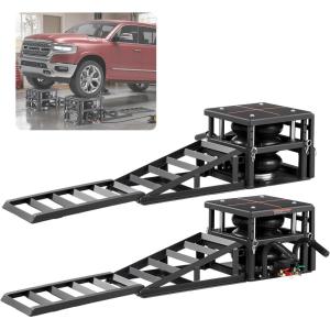 VEVOR Air Hydraulic Jack Car Ramps 2PCS, 11023 lbs/5 Ton Capacity, 12.6 inch Max Height, Pneumatic Ramp Jacks with Airbags, Wheel Chocks, Extension Ramps, Heightened Columns, Heavy-Duty
