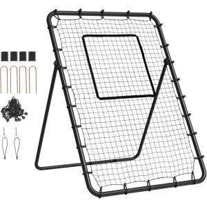 VEVOR Baseball and Softball Rebounder Net, PitchBack Baseball Pitching Nest, 3-Way Baseball, Softball Pitchback Net, Fielding Trainer, Bounce Back Net for Fielding/Throwing Practice(4X6 FT)
