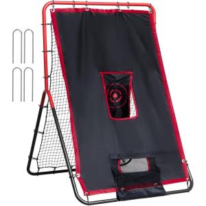 VEVOR Baseball and Softball Rebounder Net, PitchBack Baseball Pitching Net, Volleyball Pitch Return Trainer Rebound Net with Pitching Target, All Angle Fielding Rebound Net for Grounders Pop Flies(3X4.5FT(upgraded 2IN1))