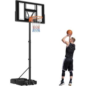 VEVOR Basketball Hoop 44 48 50 54 Inchs, 4.4-10 FT Height Adjustable Basketball Portable Hoop & Goal, Basketballs Hoop Outdoor, PC Backboard for Kids, Adults, Basketball Court, Schools, Parks(44″-Larger Base)