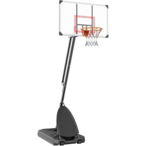VEVOR Basketball Hoop 44 48 50 54 Inchs, 4.4-10 FT Height Adjustable Basketball Portable Hoop & Goal, Basketballs Hoop Outdoor, PC Backboard for Kids, Adults, Basketball Court, Schools, Parks(50″)
