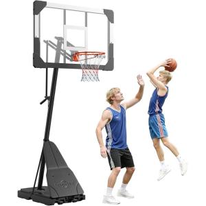 VEVOR Basketball Hoop 44 48 50 54 Inchs, 4.4-10 FT Height Adjustable Basketball Portable Hoop & Goal, Basketballs Hoop Outdoor, PC Backboard for Kids, Adults, Basketball Court, Schools, Parks(44″-Rebound Board)