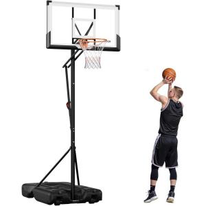 VEVOR Basketball Hoop 44 48 50 54 Inchs, 4.4-10 FT Height Adjustable Basketball Portable Hoop & Goal, Basketballs Hoop Outdoor, PC Backboard for Kids, Adults, Basketball Court, Schools, Parks(54 in-Quickly Adjust)