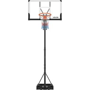 VEVOR Basketball Hoop 44 48 50 54 Inchs, 4.4-10 FT Height Adjustable Basketball Portable Hoop & Goal, Basketballs Hoop Outdoor, PC Backboard for Kids, Adults, Basketball Court, Schools, Parks(48 in-Quickly Adjust)