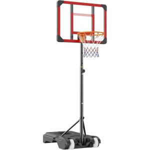 VEVOR Basketball Hoop/Rim 18″, 28 32 Inchs PC Backboard, 5-7 ft Height Adjustable, Basketball Portable Hoop & Goal, Regulation Basketball Hoop Outdoor, Teens, Adults, Basketball Court, Schools, Parks(28in Red Backboard)