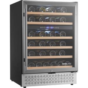 VEVOR Beverage Refrigerator Cooler, 154 Can Beverage Fridge, Mini Fridge with Glass Door, Adjustable Shelves, Digital Temperature Control, Built-in & Freestanding Soda Beer Fridge for Home Office Bar(46 Bottle)