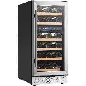 VEVOR Beverage Refrigerator Cooler, 154 Can Beverage Fridge, Mini Fridge with Glass Door, Adjustable Shelves, Digital Temperature Control, Built-in & Freestanding Soda Beer Fridge for Home Office Bar(28 Bottle)