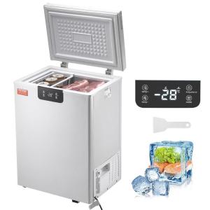VEVOR Chest Freezer, 12.8 Cu.ft / 345 L Large Deep Freezer & 4 Removable Baskets, Freestanding Top Open Door Commercial Chest Freezers with Locking Lid, 7-Level Adjustable Temp, LED Lighting, 6 Wheels(3.5 Cu.ft)