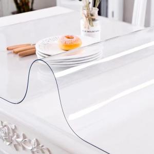 VEVOR Clear Table Cover Protector, 48 inch/1230 mm Round Table Cover, 1.5 mm Thick PVC Plastic Tablecloth, Waterproof Desktop Protector for Writing Desk, Coffee Table, Dining Room Table(96″ x 46″ (Rectangular))