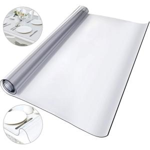 VEVOR Clear Table Cover Protector, 48 inch/1230 mm Round Table Cover, 1.5 mm Thick PVC Plastic Tablecloth, Waterproof Desktop Protector for Writing Desk, Coffee Table, Dining Room Table(80″ x 42″ (Rectangular))