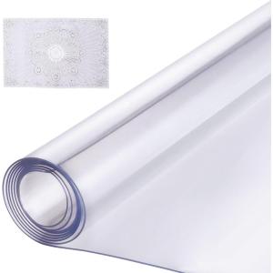 VEVOR Clear Table Cover Protector, 48 inch/1230 mm Round Table Cover, 1.5 mm Thick PVC Plastic Tablecloth, Waterproof Desktop Protector for Writing Desk, Coffee Table, Dining Room Table(96″ x 24″ (Rectangular))