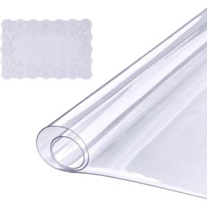 VEVOR Clear Table Cover Protector, 48 inch/1230 mm Round Table Cover, 1.5 mm Thick PVC Plastic Tablecloth, Waterproof Desktop Protector for Writing Desk, Coffee Table, Dining Room Table(72″ x 36″ (Rectangular))