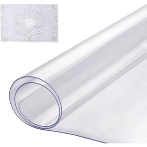 VEVOR Clear Table Cover Protector, 48 inch/1230 mm Round Table Cover, 1.5 mm Thick PVC Plastic Tablecloth, Waterproof Desktop Protector for Writing Desk, Coffee Table, Dining Room Table(24″ x 14″ (Rectangular))