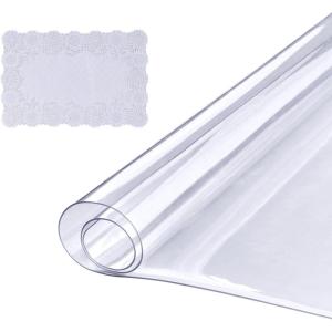VEVOR Clear Table Cover Protector, 48 inch/1230 mm Round Table Cover, 1.5 mm Thick PVC Plastic Tablecloth, Waterproof Desktop Protector for Writing Desk, Coffee Table, Dining Room Table(18″ x 48″ (Rectangular))