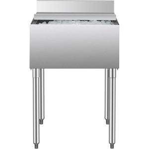VEVOR Commercial Ice Bin, Underbar Ice Bin, Stainless Steel Ice Chest with Sliding Lid, Bottle Holders, Adjustable Bullet Feet, Cooler Cart Cocktail Unit for Bar Restaurant Pub(24 x 19 x 37 inch)