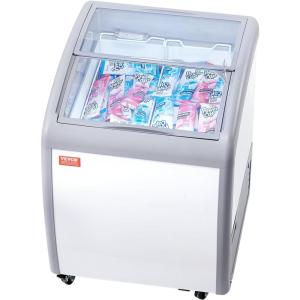 VEVOR Commercial Ice Cream Display Case, 12.8 Cu.ft Chest Freezer, Mobile Glass Top Deep Freezer, Restaurant Gelato Dipping Cabinet with 4 Wire Baskets, 2 Sliding Glass Doosr, Locking Casters, White(5.4 Cu.ft)