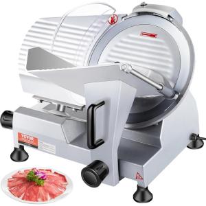 VEVOR Commercial Meat Slicer, 10 inch Electric Food Slicer, 240W Frozen Meat Deli Slicer, Premium Chromium-plated Steel Blade Semi-Auto Meat Slicer For Commercial and Home use(12IN-320W)